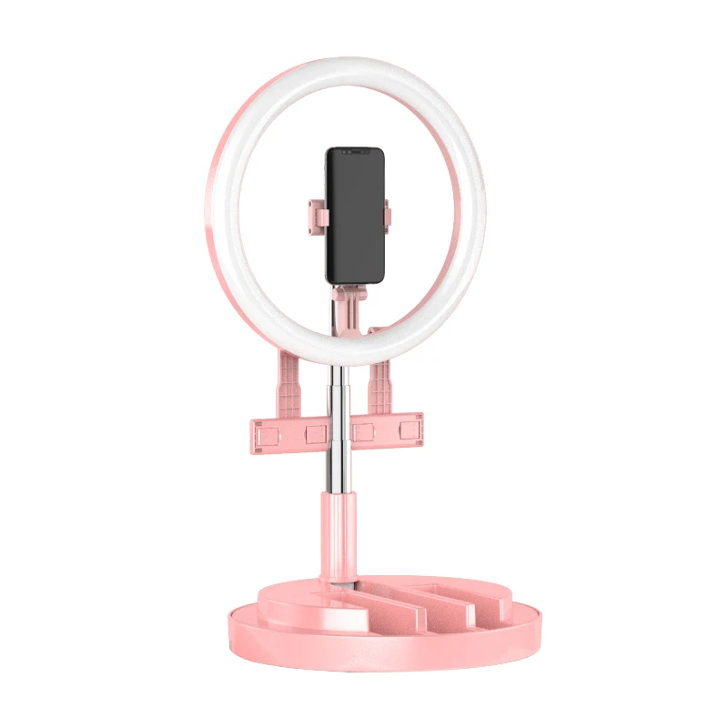 Selfie Ring Light With 3 Cell Phone Holders and 20'' to 66'' Extensible Stand Color Temp Adjustment & 3 Lighting Modes for Live
