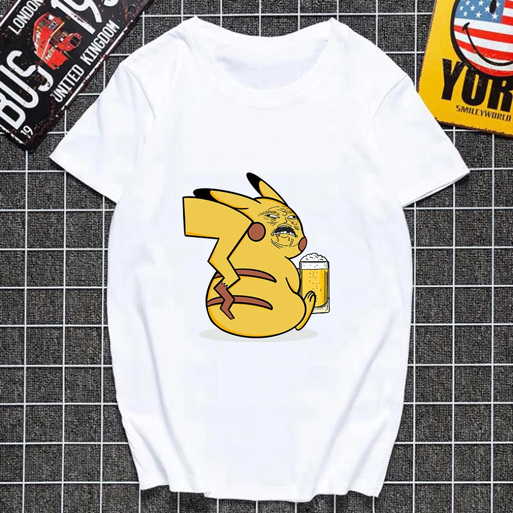 

New Pokemon Pikachu Bad Charmander T-shirt Manga Kawaii Women Tops Print Cute Casual Clothes Cartoons Aesthetic Femme Tee Things