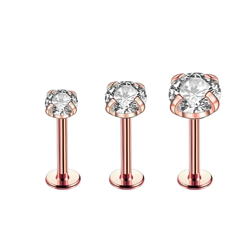 1 шт./лот пирсинг круглого прозрачного камня для носа губ серьги спирали