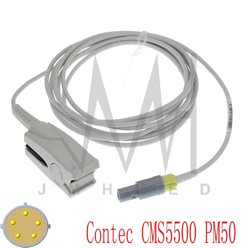 ESA0013 Oximetry Cable Compatible with Spo2 Sensor of Contec CMS5500 PM50 Monitor,Reusable Adult Finger Clip Probe