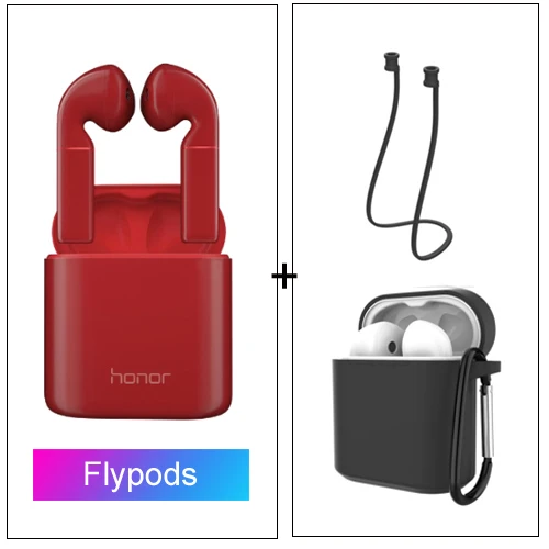 Red add case rope Huawei Honor Flypods Беспроводные Наушники Hi-Fi TWS Bluetooth наушники водонепроницаемые IP54 управление беспроводным зарядным устройством - Цвет: Red add case rope