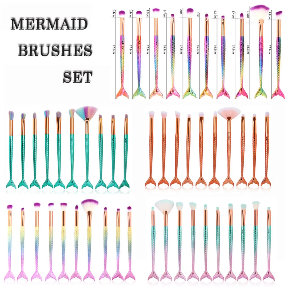 

Pro 6-10pcs Makeup Brushes Set Mermaid Shell Beauty Cosmetic Tool Powder Foundation Eye Shadow Concealer Lip Make Up Brush Kits