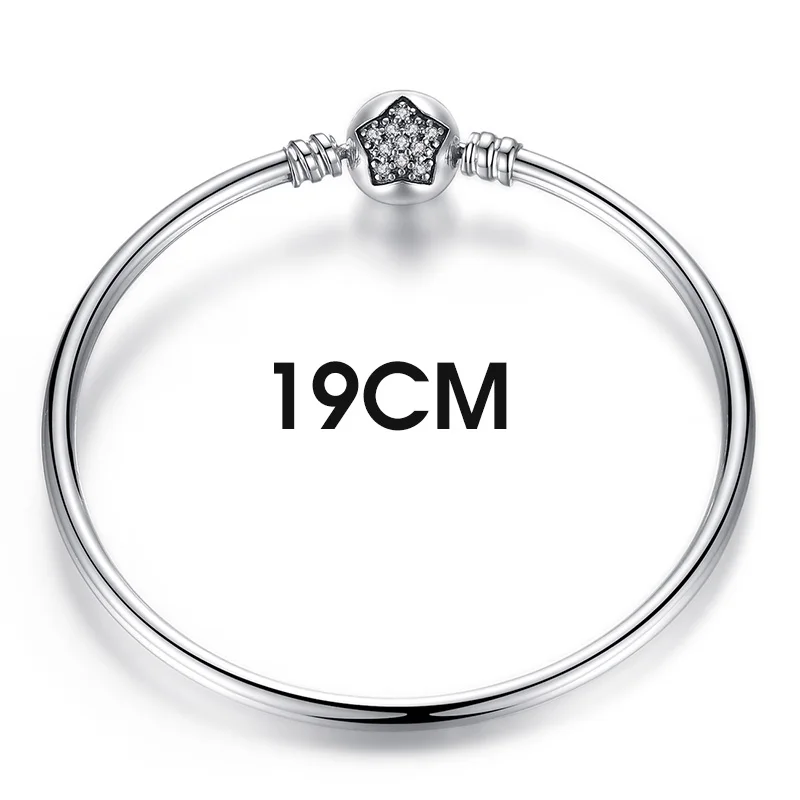 BISAER, 925 пробы, серебряный, Pulseira, браслеты со снежинкой, 925, сердце, змея, цепь, застежка, femme, серебряный браслет для женщин, ювелирное изделие - Окраска металла: 19CM