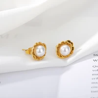 cute pearl earrings for women 2020 sweet charm ear rings retro delicate flower earrings antique classic trendy jewelry new gift