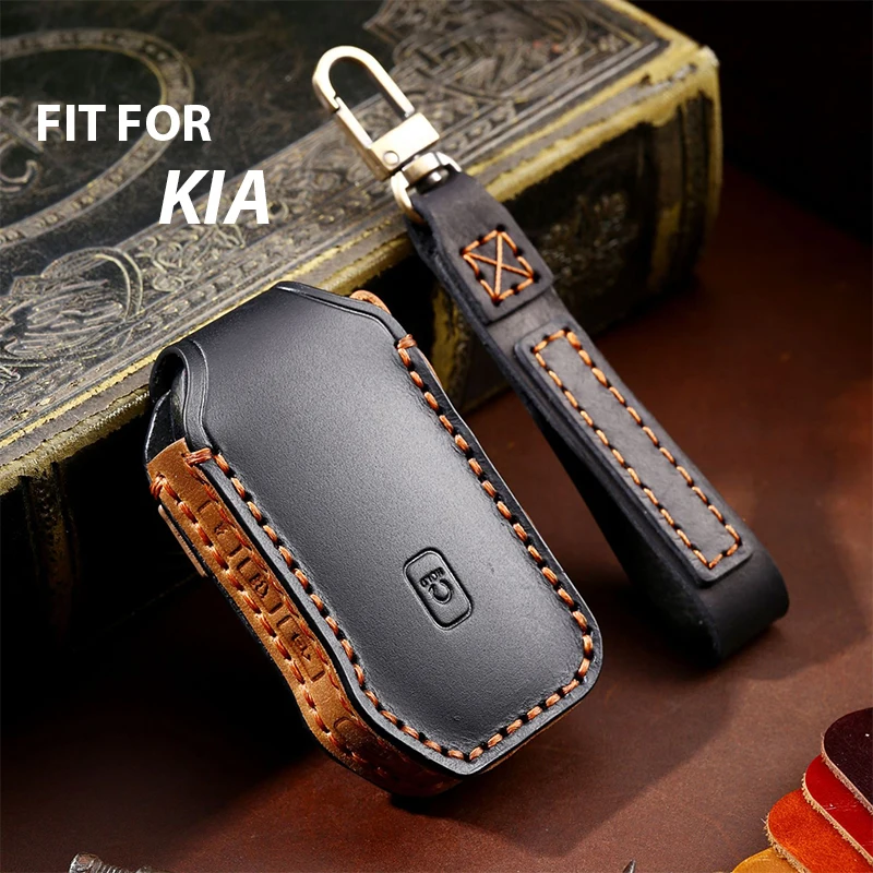 Kia Handmade Exquisite Cowhide Key Case Keychain  Luxury  Genuine Pure Leather Auto key Cover Bag for KIA Sorento Seltos 2021 K5