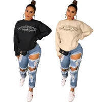 ursuper womens clothing cross border nightclub uniforms embroidered letters solid color flannel warm fashion sweater