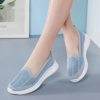women summer outdoor sweet flats shoes breathable mesh sneakers shoes for female slip on fashion ladies walking shoes big size