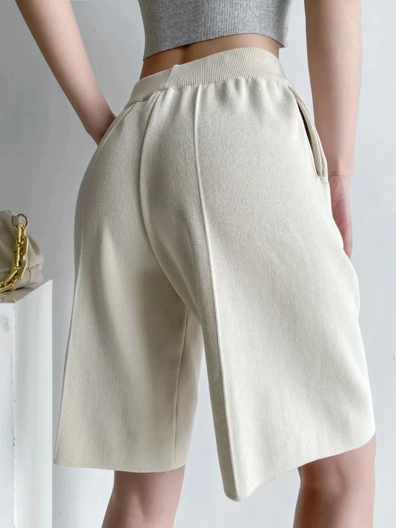 

Jenny&Dave 2021 Summer Ins Fashion Blogger Solid HIgh Waist Knitted Harem Shorts Women Short Feminino Loose Bermuda Women Short