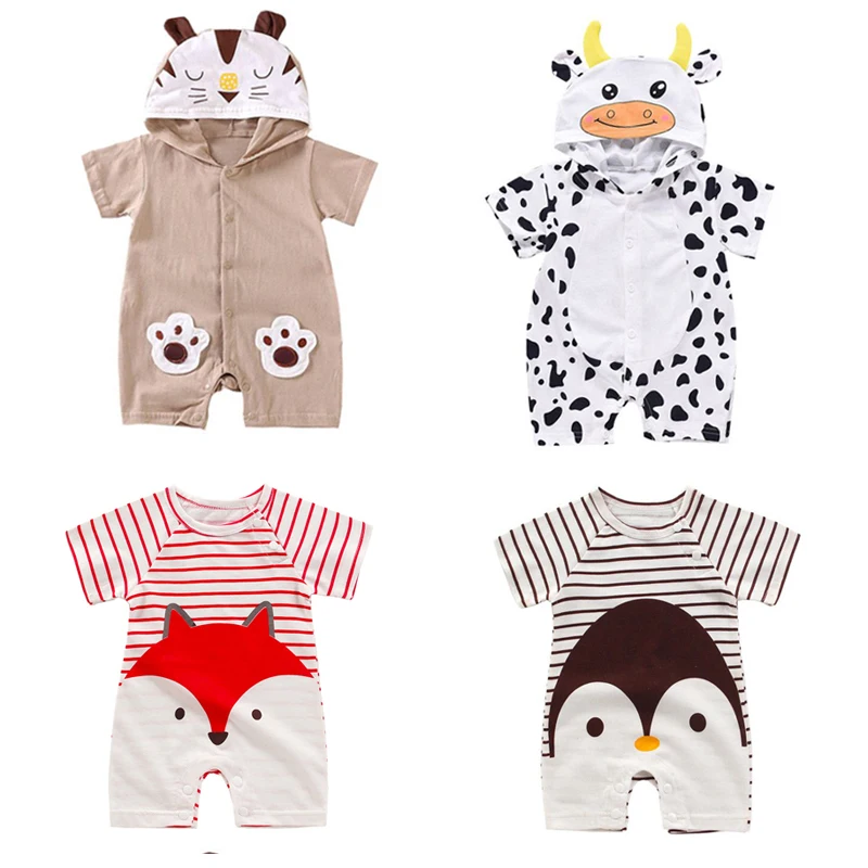 

Infant jumpsuit summer romper animal print girl boy cotton suit newborn climbing cartoon rompers cheap stuff baby products 2021
