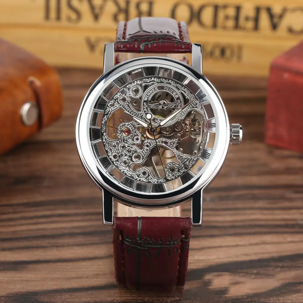 Роскошные Мужские автоматические механические часы сплав Скелетон наручные