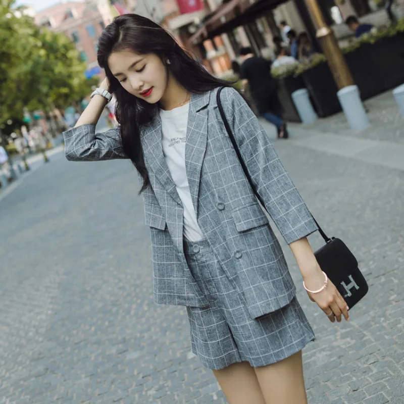 Женская одежда стильный костюм женский офисный из двух предметов двубортный в