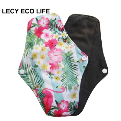 [LECY ECO LIFE] женские тканевые менструальные прокладки из флиса с принтом фламинго, бамбуковый уголь, многоразовые водонепроницаемые прокладки для мам - Цвет: m23