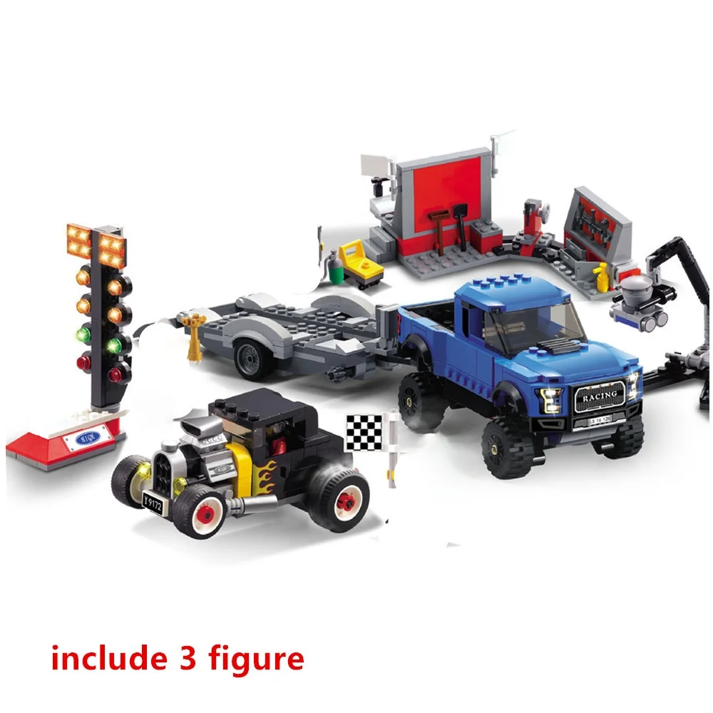 

CITY SPEED CHAMPIONS F-150 Raptor Model A Hot Rod Car Building Blocks Kit Bricks Classic Model Kids Toys For Children Gift