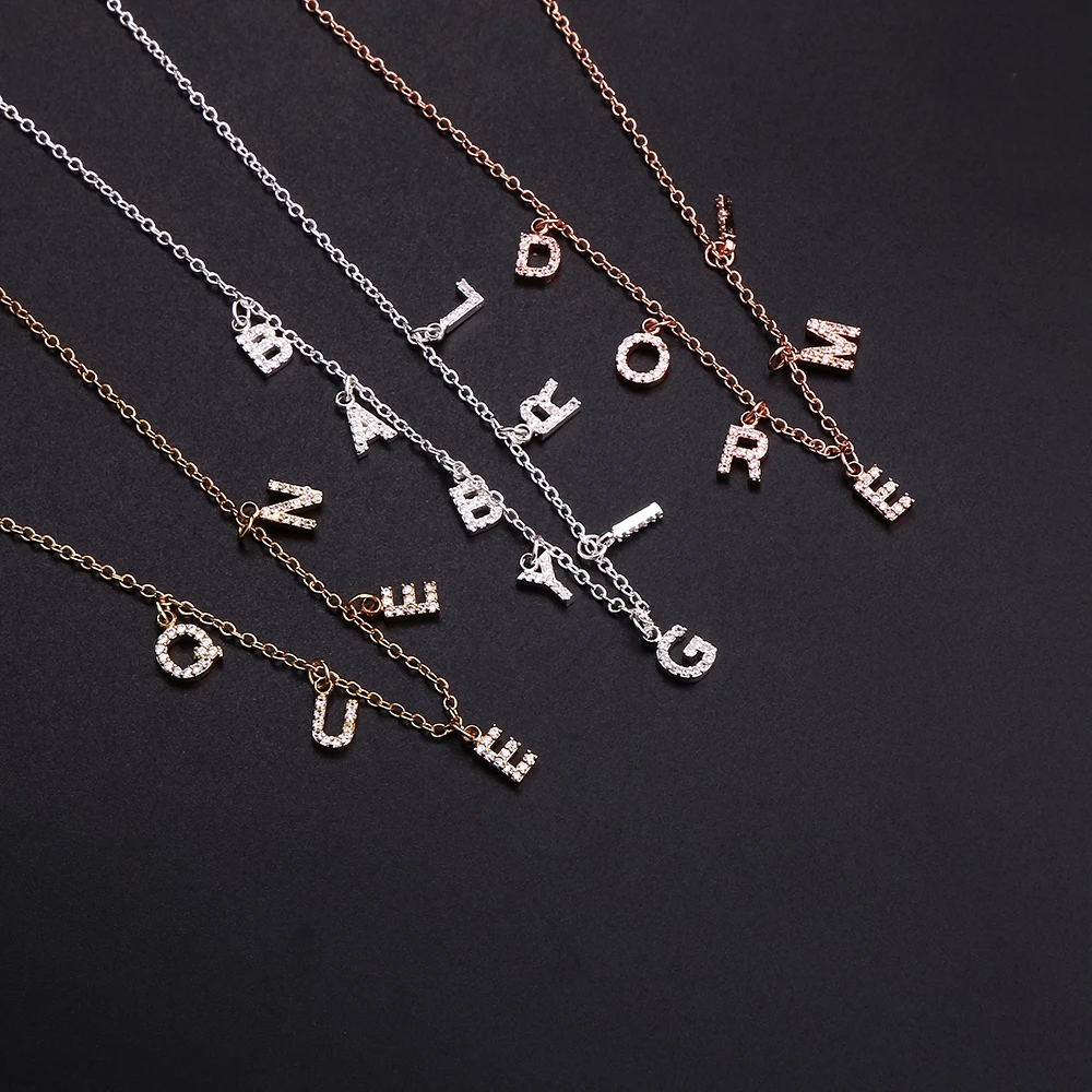 

Модное ожерелье с именем 6 мм из циркония для женщин и девушек, ожерелье с именем из персонализированного кристалла, медная подвеска, обычна...