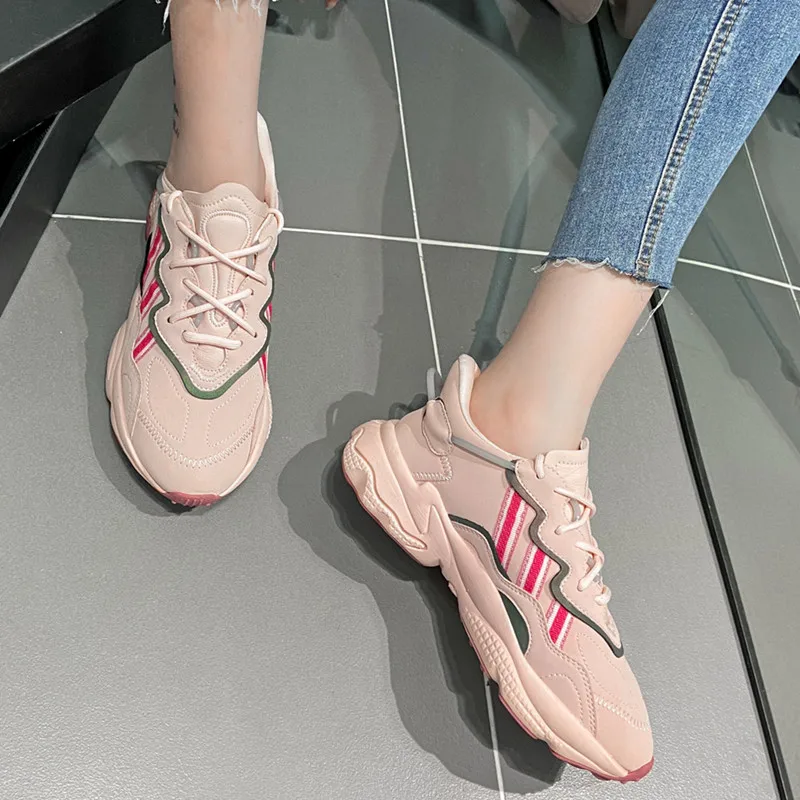 Summer Shoes Round Toe Popular Sneakers Lace-Up Female Mixed Colors Women Flats Casual Walking Platfrom | Обувь