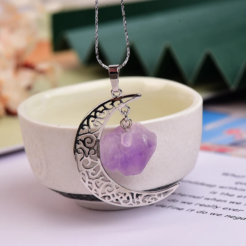 

Natural Amethyst Moon Type Hand Make Rock Mineral Specimen Reiki Healing Stones Decoration Natural Stones For Women Jewelry Gift