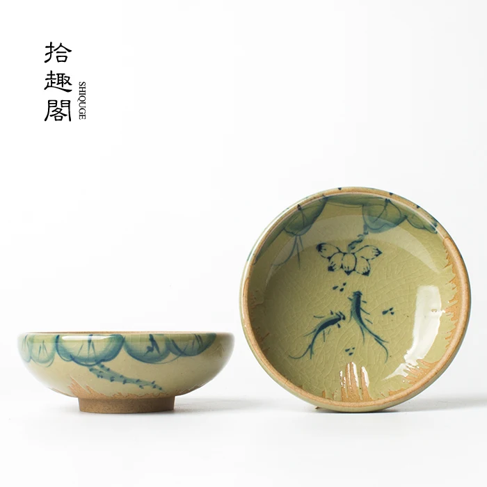

Jingdezhen Ceramic hand-painted ink painting underglaze color boutique tea cup Kung Fu tea set master cup Handmade