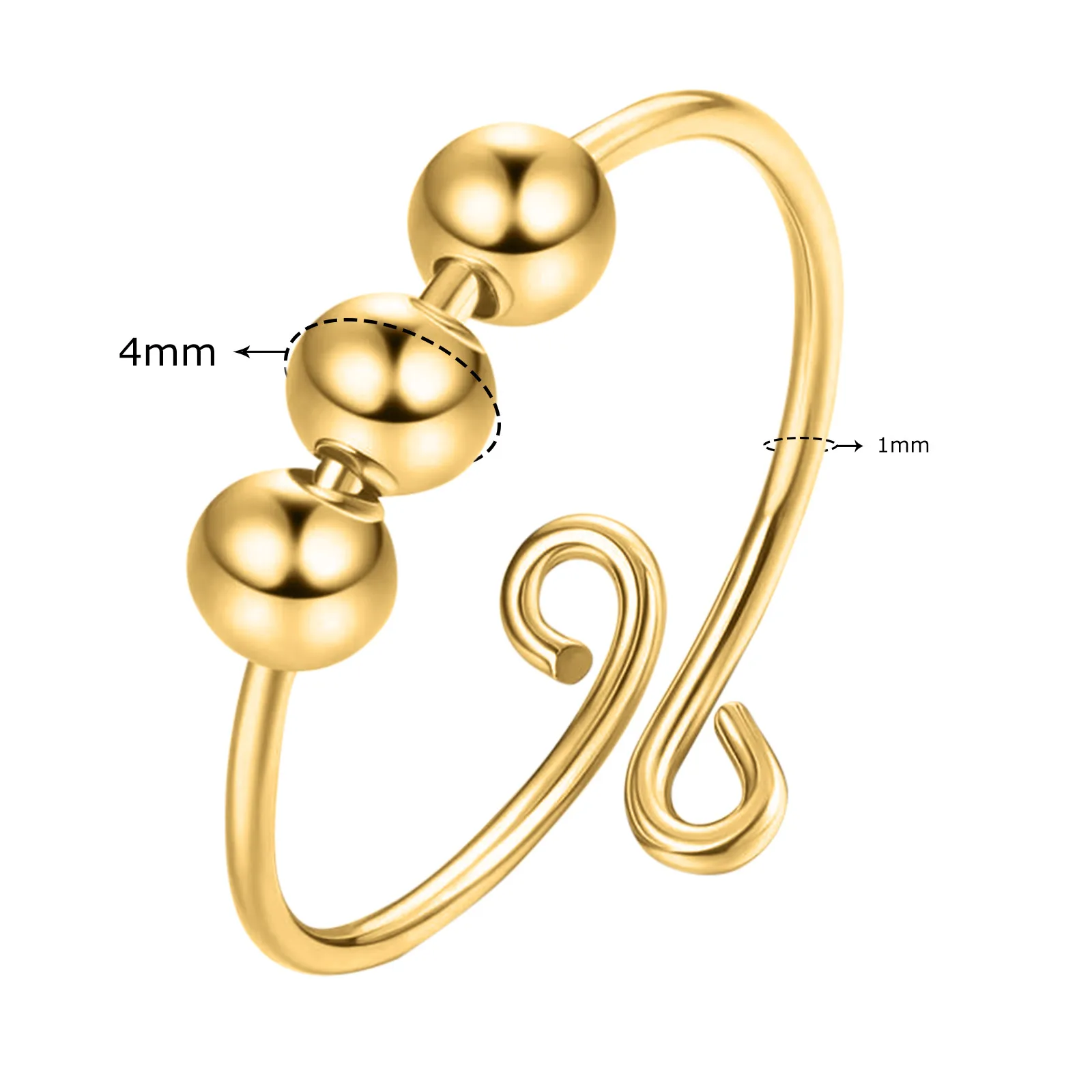

3pc Rings For Anxiety For Women Ring Adjustable Finger Single Coil Spiral Popular Personality Women Opening Rings New Simple R5