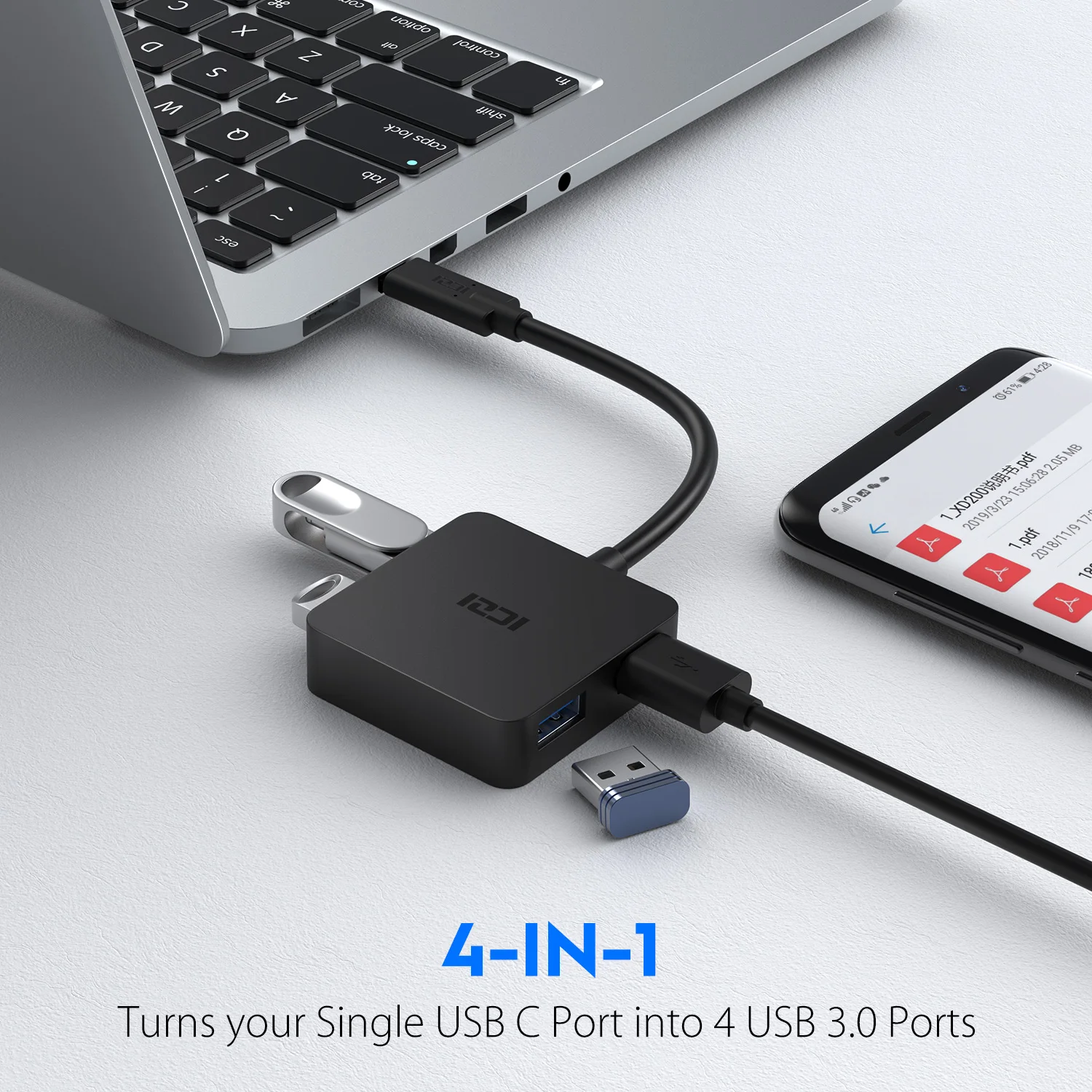 ICZI USB C до 4 USB 3,0 портов концентратор Высокоскоростной Thunderbolt 3 type C адаптер для MacBook Pro samsung Galaxy S9 S10 телефон ноутбук