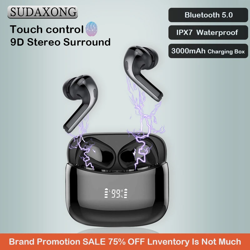 TWS Bluetooth 5 0 сенсорные наушники HIFI 9D Стерео шумоподавление IPX7 водонепроницаемые