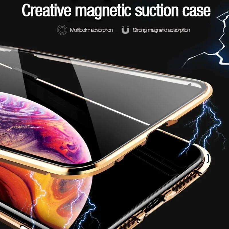 New Privacy Magnetic Case For iPhone XR XS Max X 7 8 Plus Magnet Metal Double Side Tempered Glass Cover 360 Protective Full |