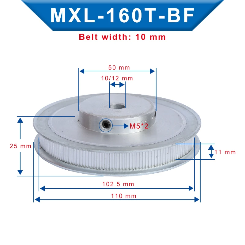 Шкив с зубчатым приводом для 3D принтеров размер отверстия 10/12 мм ширина 11 MXL |