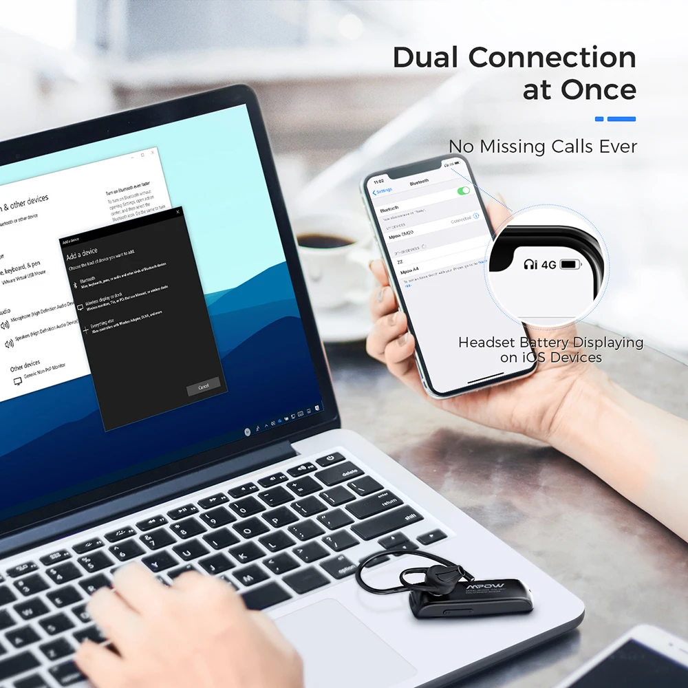 Mpow EM19 Bluetooth наушник V5.0 Беспроводной наушники с сопротивление разрыву CVC 6 0 Шум