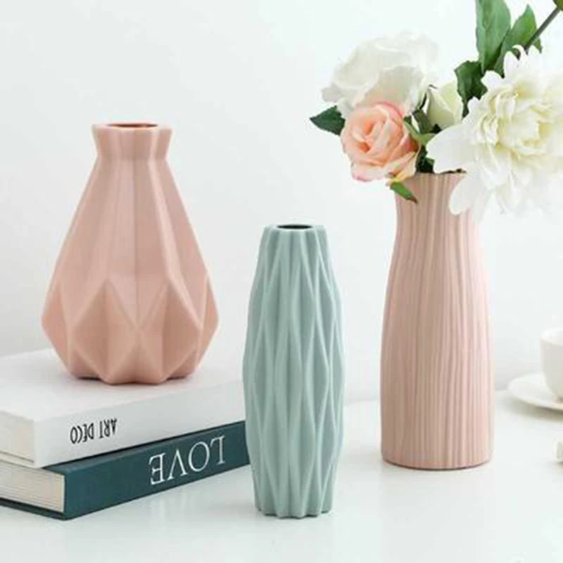 

Vase Nordic Minimalist Hydroponic Flower Vase Plastic Flower Pot Milk WhiteCreative Origami Vases Modern Home Decoration Bedroom