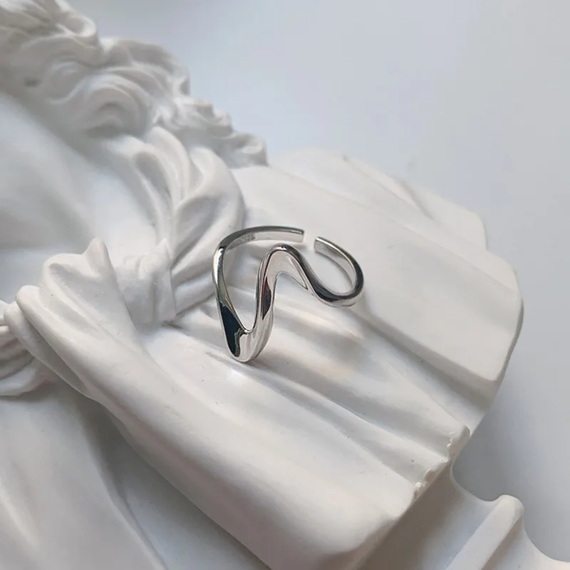 

Jewelry Ring Silver Color Simple Geometric Personality Cool Finger Rings For Women And Men Open Adjustable Finger Ring