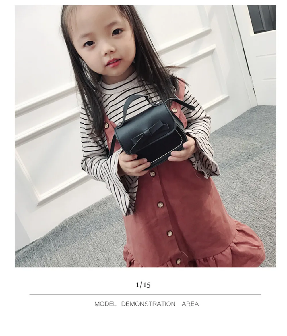 Сумка-мессенджер для девочек милый однотонный саквояж с бантом Детская сумочка