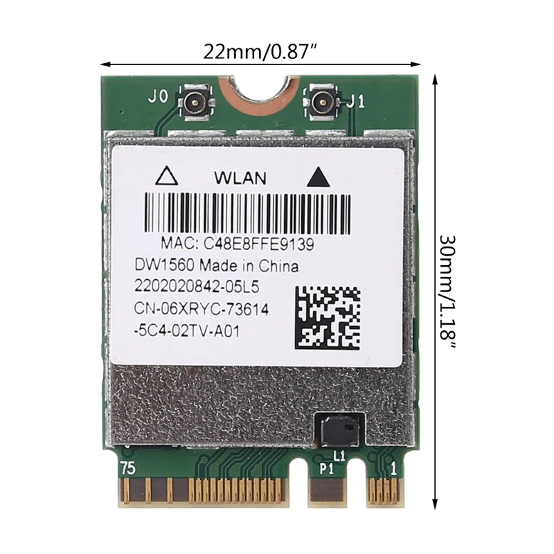

6XRYC DW1560 BCM94352Z M.2 WiFi WLAN Bluetooth 4.0 802.11ac 867Mbps BCM94352 Wireless Card for DELL