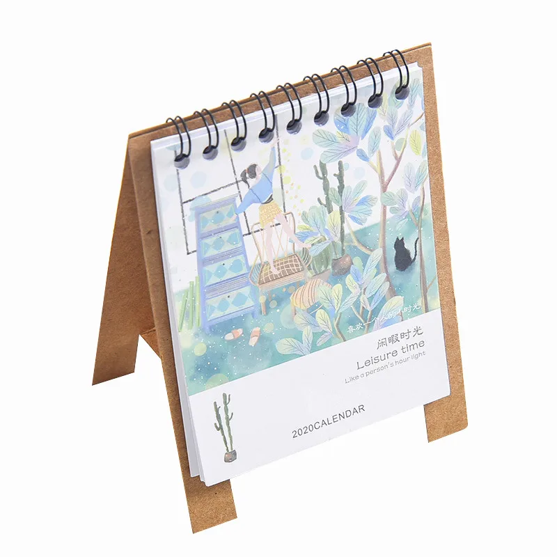 Ручной рисунок, свежий мультяшный Настольный бумажный календарь, годовой Органайзер, ежедневный планировщик, настольный планировщик, офисные принадлежности