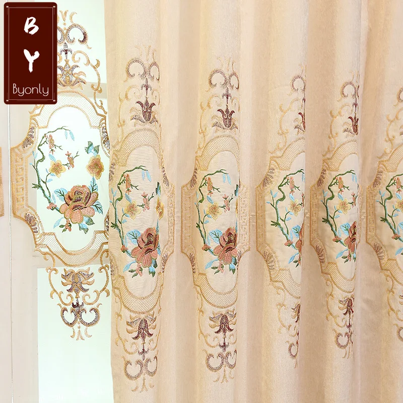 

European Style Curtains for Living Dining Room Bedroom Chenille Embroidery Curtains Morden Tulle Finished Product Customization