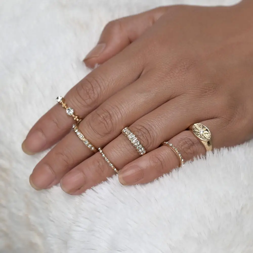 Печатка для помолвки в виде звезды 6 шт./компл. starburst простой золотистый |