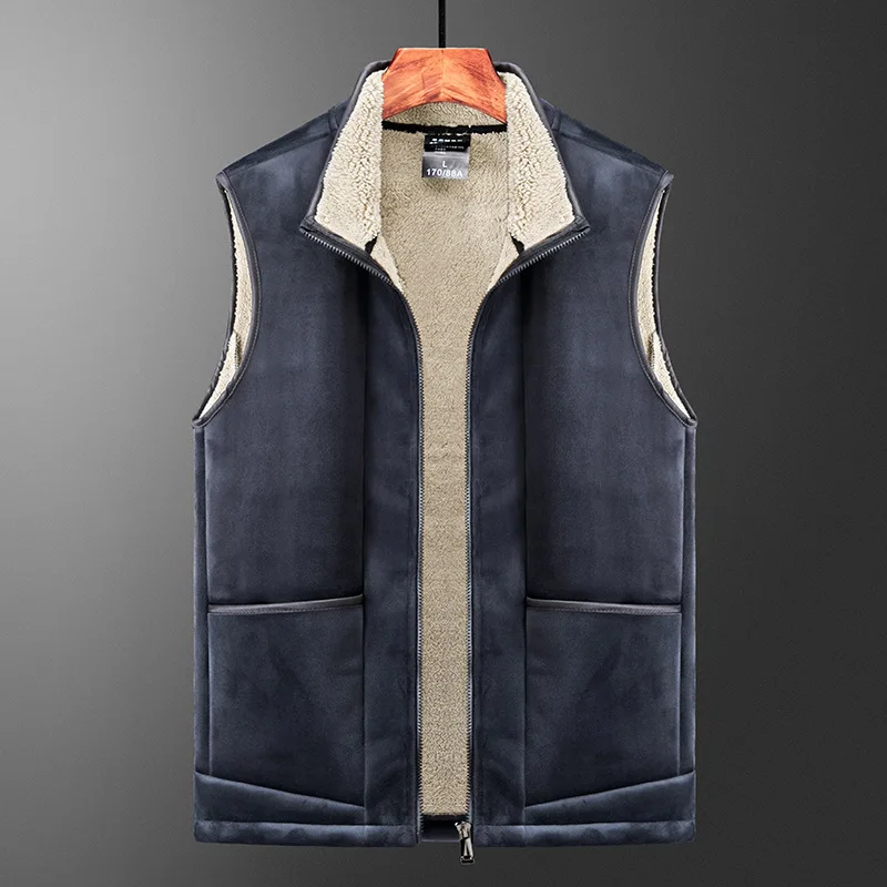 

Men's Vest Winter Wool Multi Pockets Sleeveless Men Thick Warm Waistcoat Windproof For Winter Casual Outwear Male Clothing