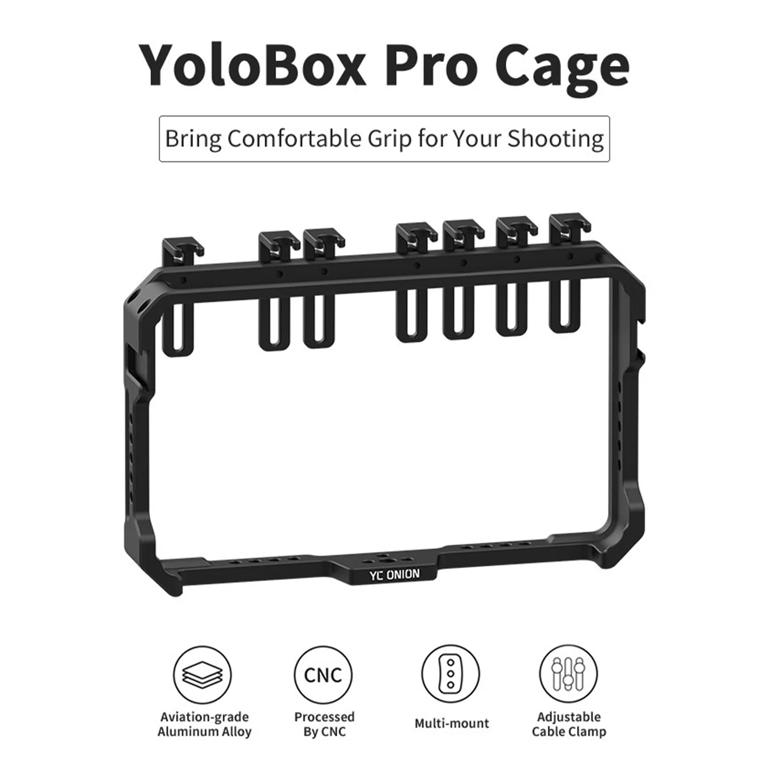 

YC Onion Monitor Cage for YoloBox Pro with Adjustable Cord Clamp and Rich Expansion Port Monitor Cage