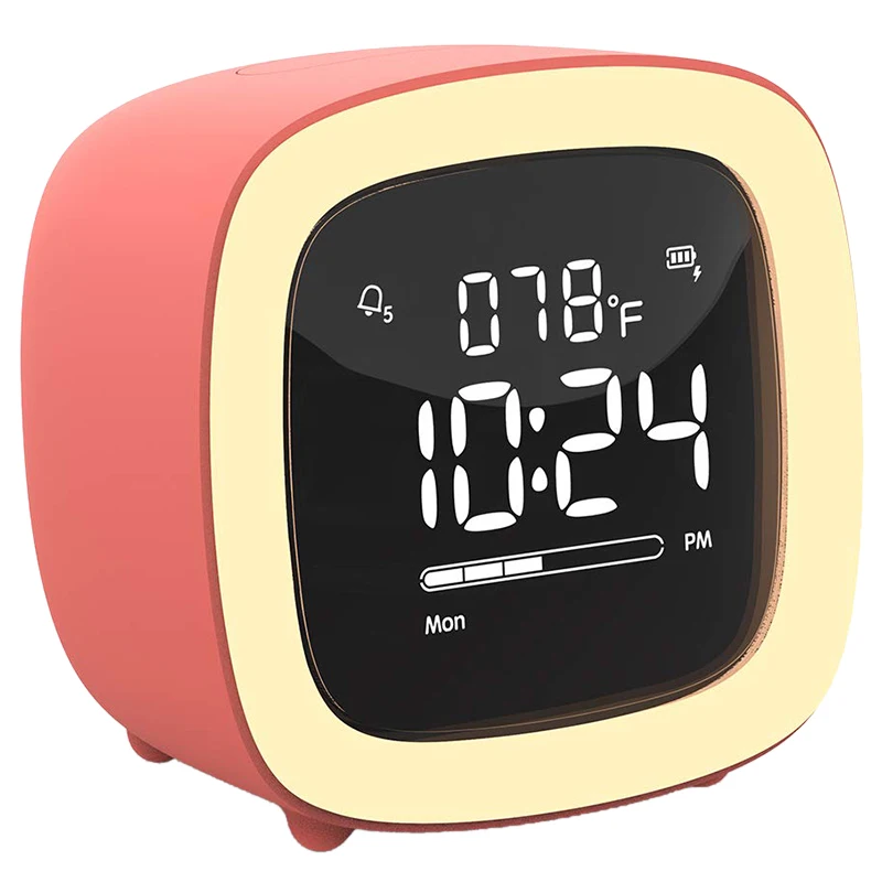 Top-Cute-TV Night Light Alarm Clock for Kids Girls Teens Bedroom Bedside Desk Digital with Rechargeable Batter | Дом и сад