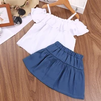 girl casual sets skirt denim shorts baby clothes fashion pour children enfants summer kids conjuntos de menina toddler cotton