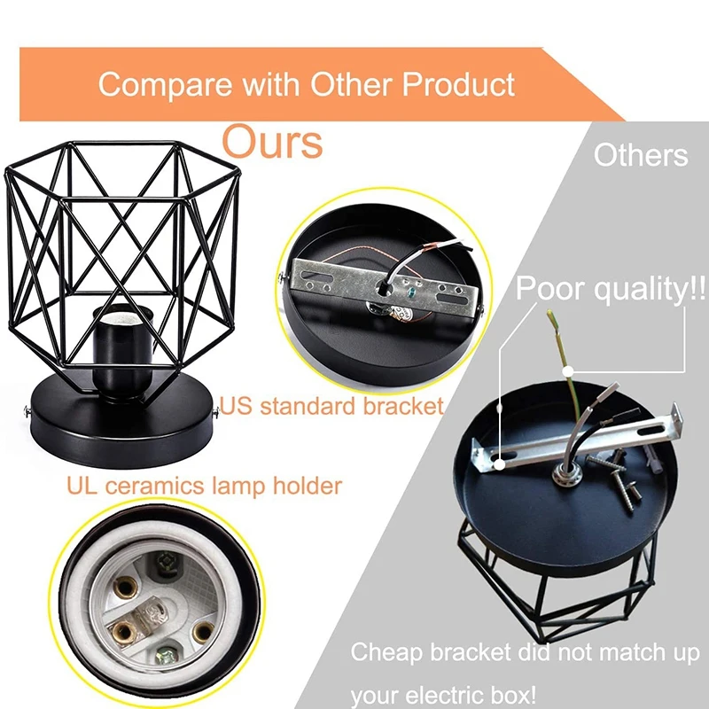 Полузаподлицо потолочный светильник E26 Ретро черный промышленный