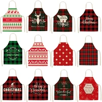 1pc christmas fashion cotton red green aprons for women girls vintage cooking retro apron christmas kitchen aprons supplies