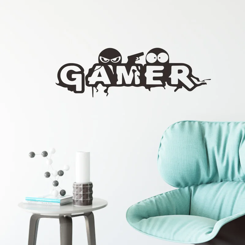 

Custom Gamer Name Gaming Room Wall Stickers Gamepad Game Controller Vinyl Home Decor Boys Play Room Removable Wallpaper