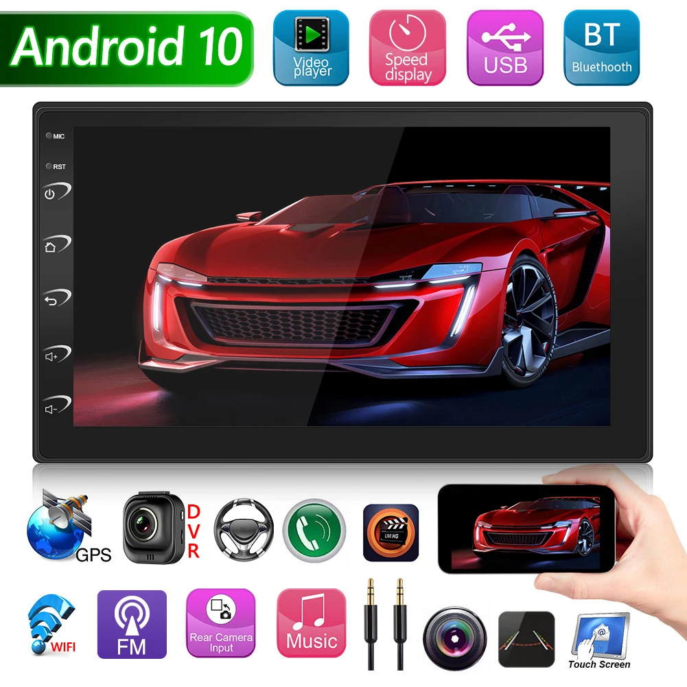 

9216B Android 10.0 Car Stereo Double 2 Din GPS Navigation WiFi USB AUX Input FM Radio Receiver In Dash Head Unit New