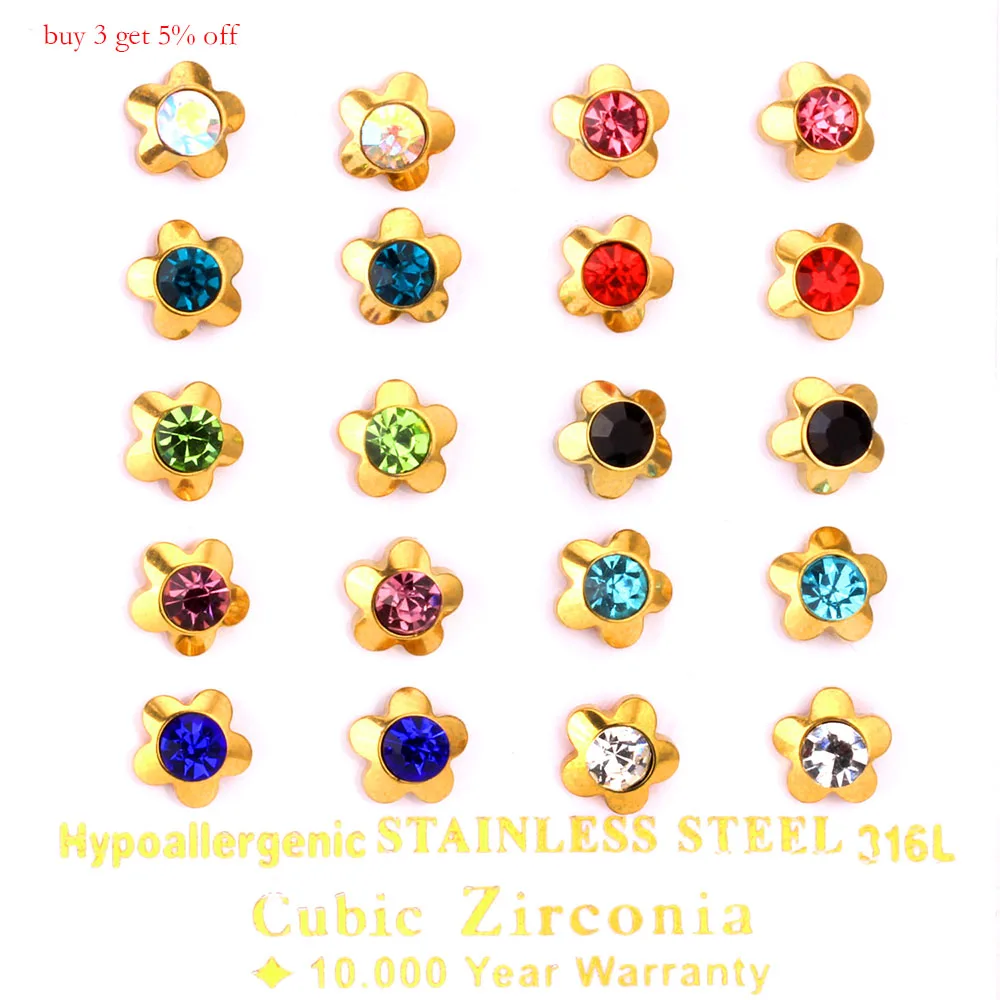 Роскошные брендовые новые серьги гвоздики с прозрачными цветами 10 пар смешанные