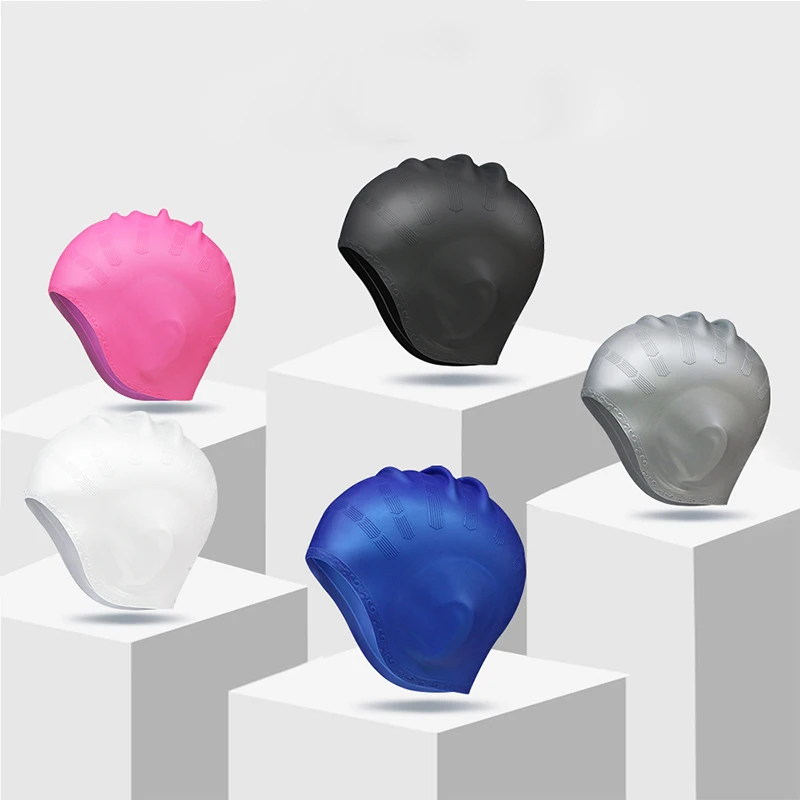 

Гибкая силиконовая гелевая шапка для плавания с ушами для мужчин и женщин, мужская, спортивная водонепроницаемая шапка с длинными волосами ...