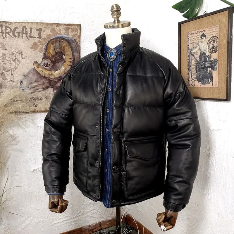 

Куртка «Тяжелая стирка» из коровьей кожи Kimura, куртка из белого утиного пуха и хлеба для мужчин и женщин