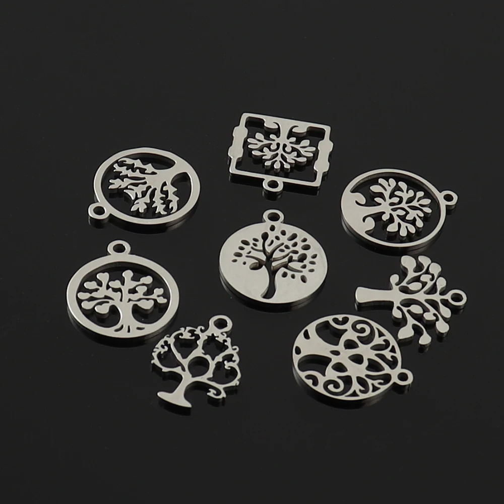 Semitree 10 шт смешанные цвета Нержавеющая сталь Подвески &quotДерево жизни&quot Подвеска