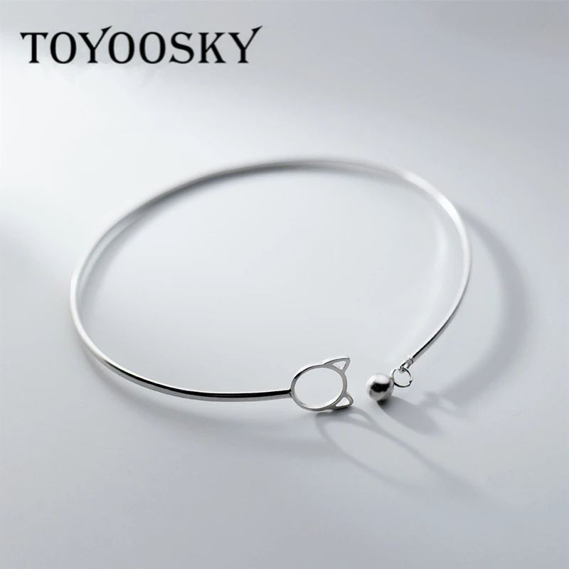 

Женский тонкий браслет из серебра 925 пробы, с котом