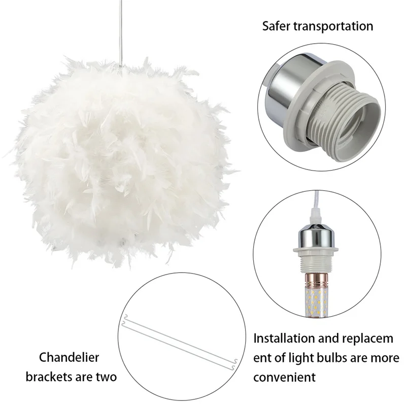 

220V Modern Pendant 5 W Ceiling Lamp Feather Ceiling Droplight Bedroom Study Room Decoration Creative Chandelier Hanging Lamp