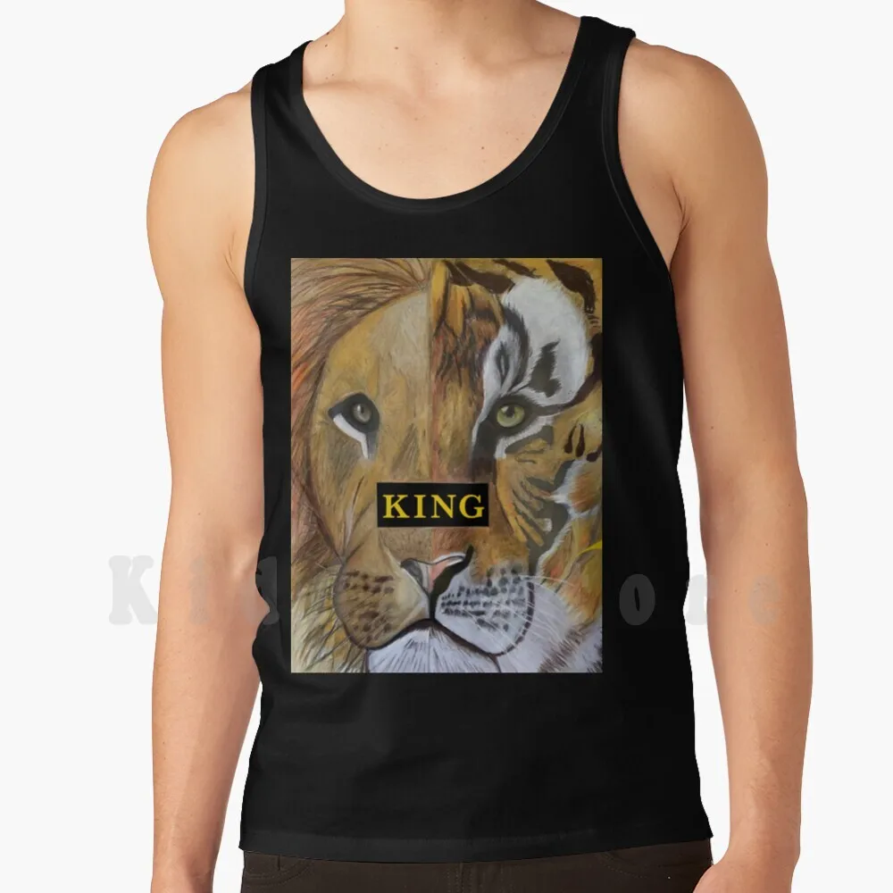 

Майка Tiger King без рукавов, жилет с головой тигра, короля, Льва, короля, животного, короля джунглей, Льва, голова тигра, Bigcat