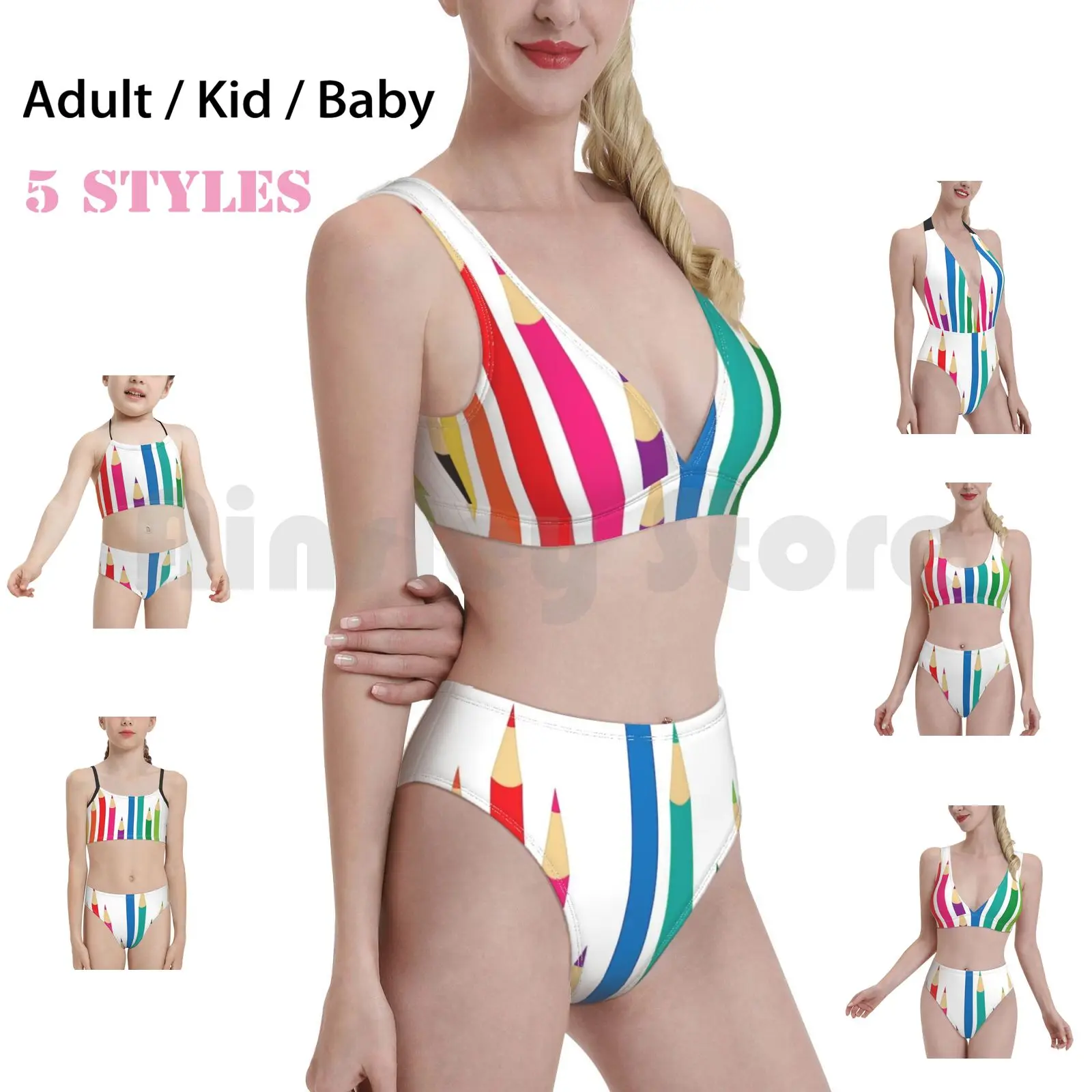 Цветные карандаши купальник бикини с подкладкой высокой талией | Женская одежда